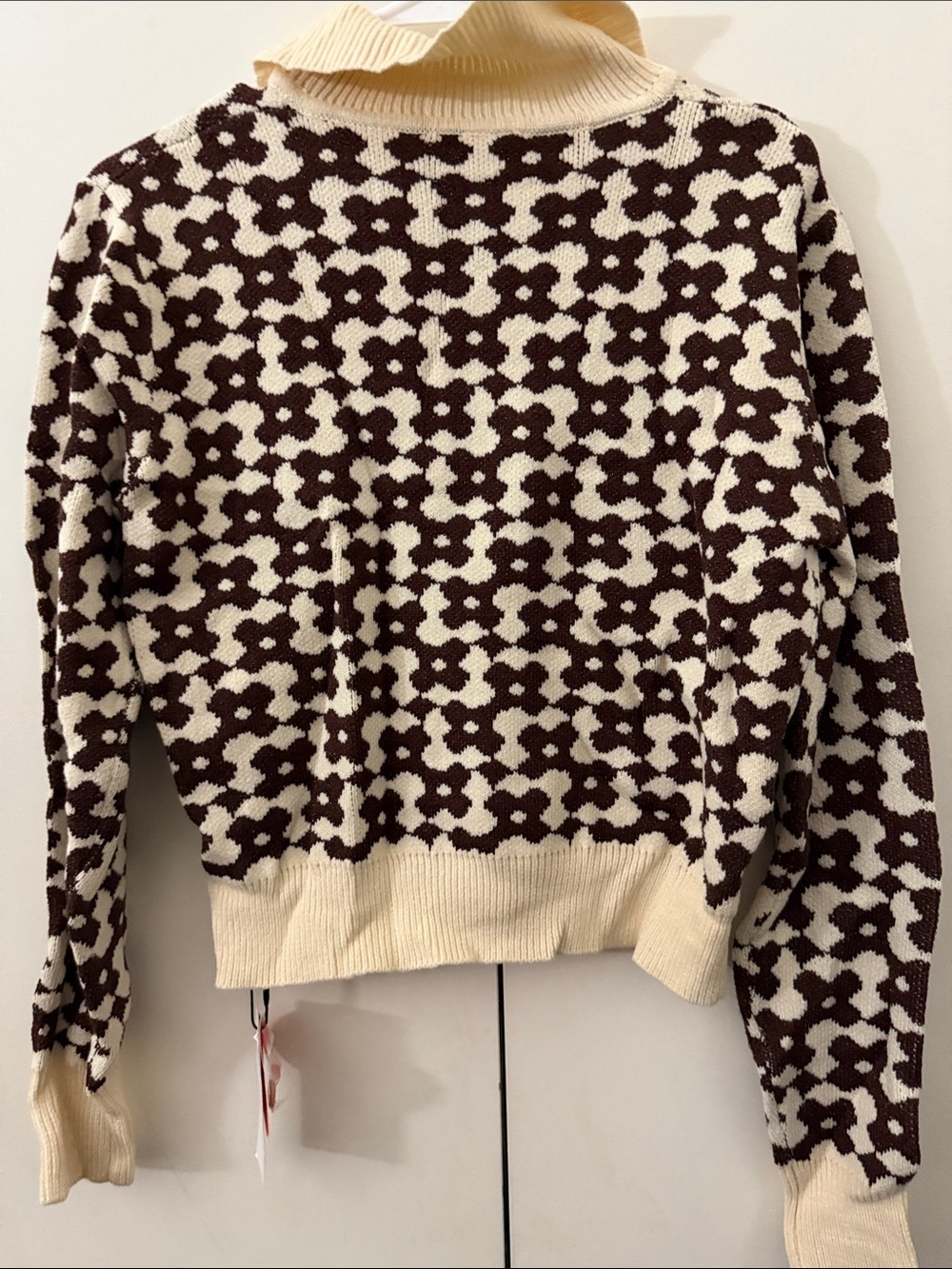 Cider Cream & Brown Geometric Collared Knit Sweater - Picture 4 of 5
